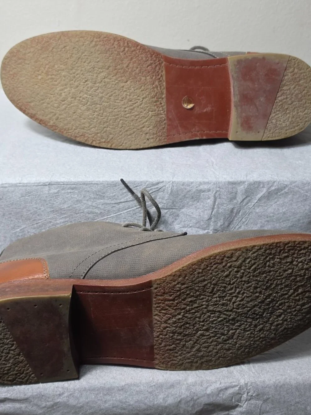 Arizona Jean Co Men's Grey Canvas Brown Leather Cap Chukka Boot Size 10 New